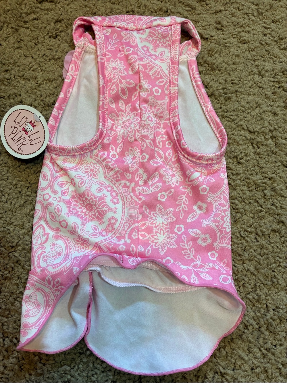 Dog dress Pink Floral Pet Halter Dress with Flower.Size Medium. - Picture 6 of 8